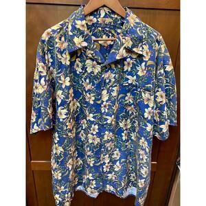 Vintage Chereskin XL Silk Aloha Shirt Caribbean Short Sleeved